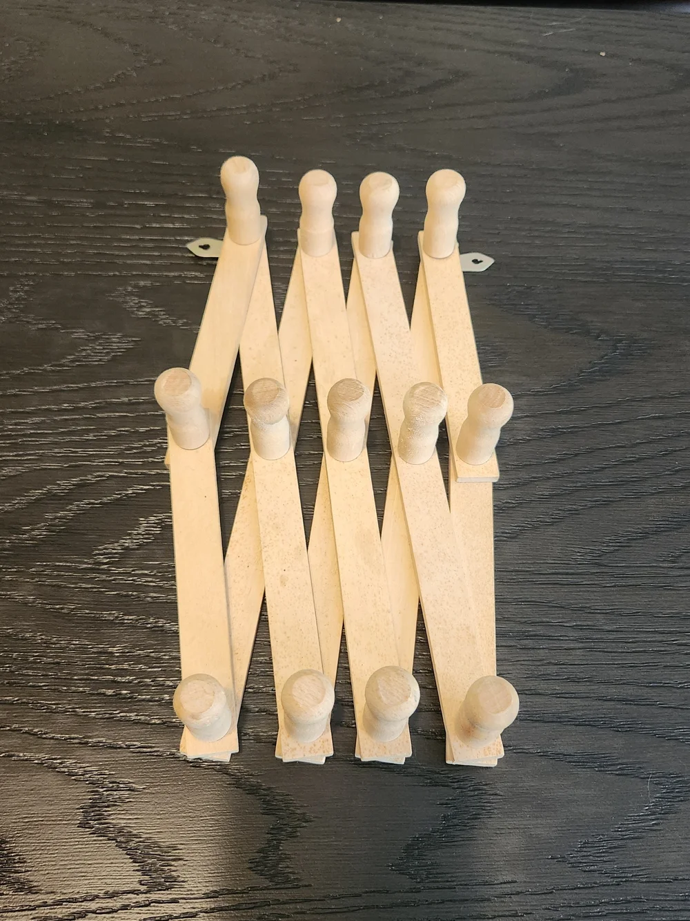 Wooden Expandable Accordion Rack - Natural Wood Color W/ 13 Pegs